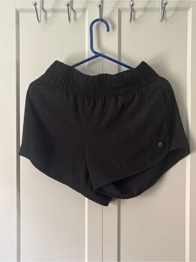 RBX Black Women's Athletic Shorts with Overlap Hem